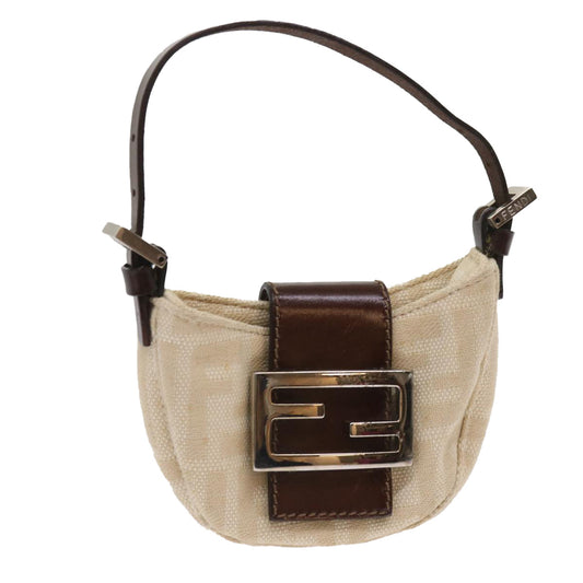 Luxury FendiZucca Canvas Mini Mamma Baguette Hand Bag Beige Brown64795