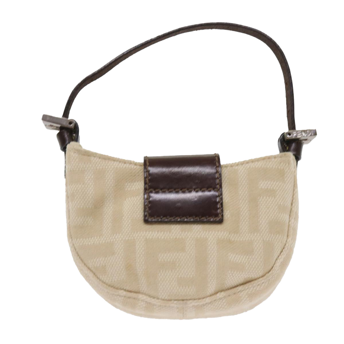 Luxury FendiZucca Canvas Mini Mamma Baguette Hand Bag Beige Brown64795