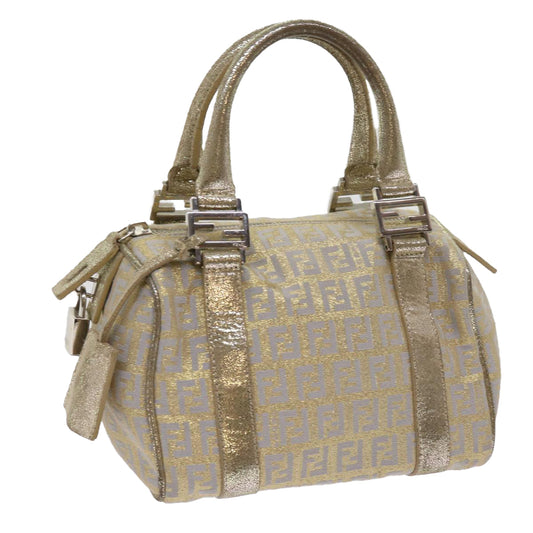 Luxury FendiZucchino Canvas Hand Bag Gold Silver64797