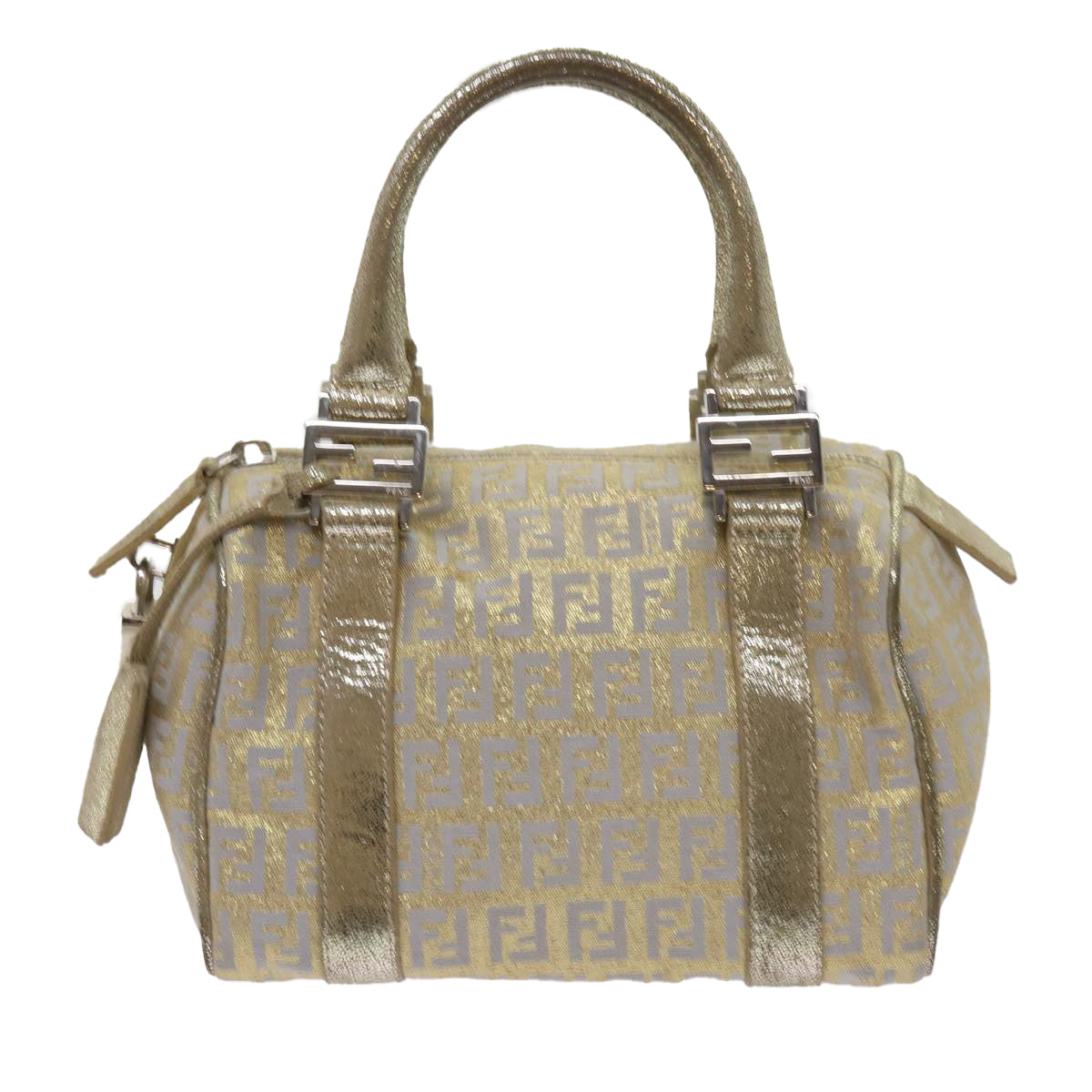 Luxury FendiZucchino Canvas Hand Bag Gold Silver64797