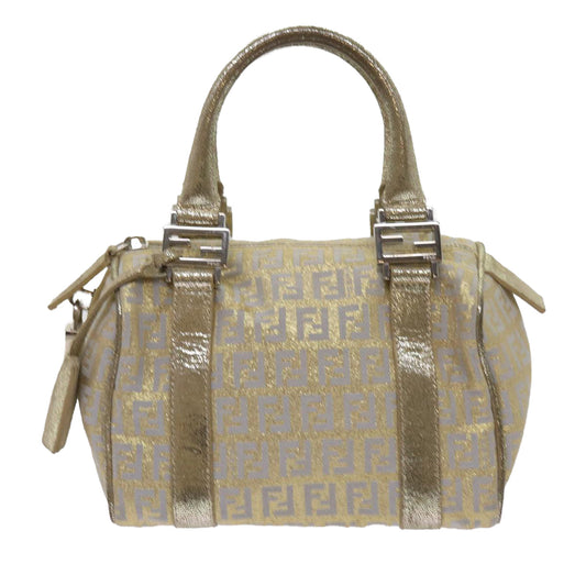 Luxury FendiZucchino Canvas Hand Bag Gold Silver64797