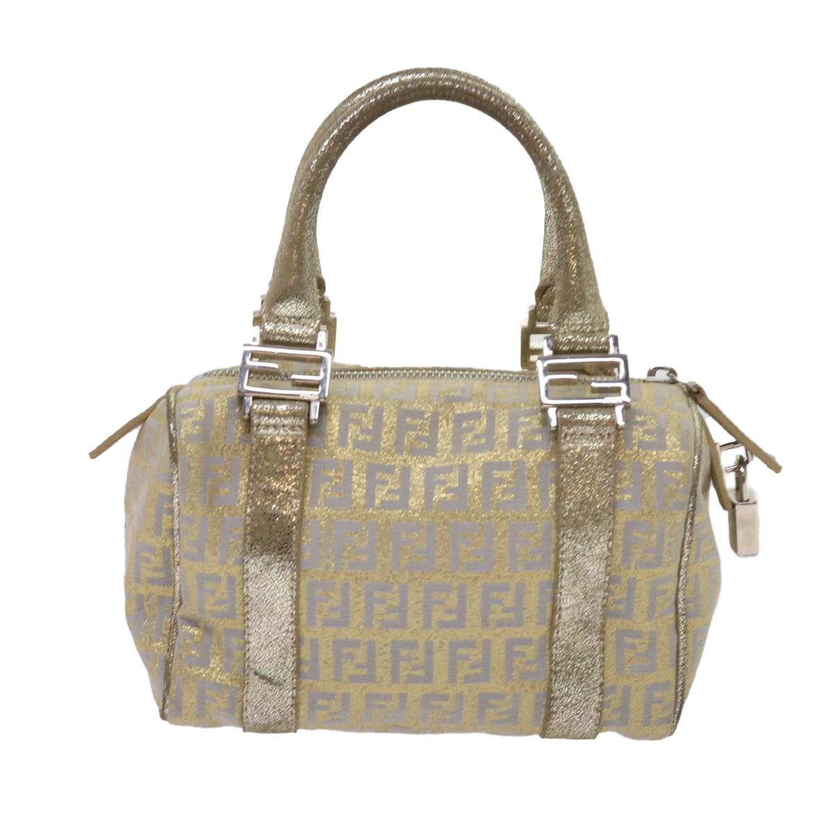 Luxury FendiZucchino Canvas Hand Bag Gold Silver64797