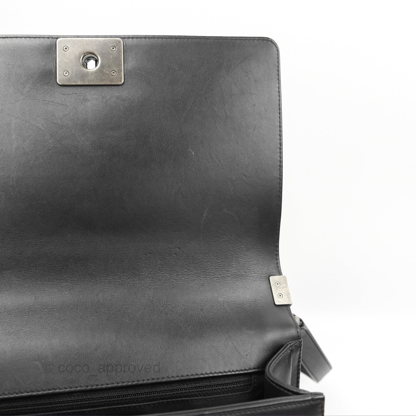 Chanel Quilted New Medium Boy Black Lambskin Ruthenium Hardware