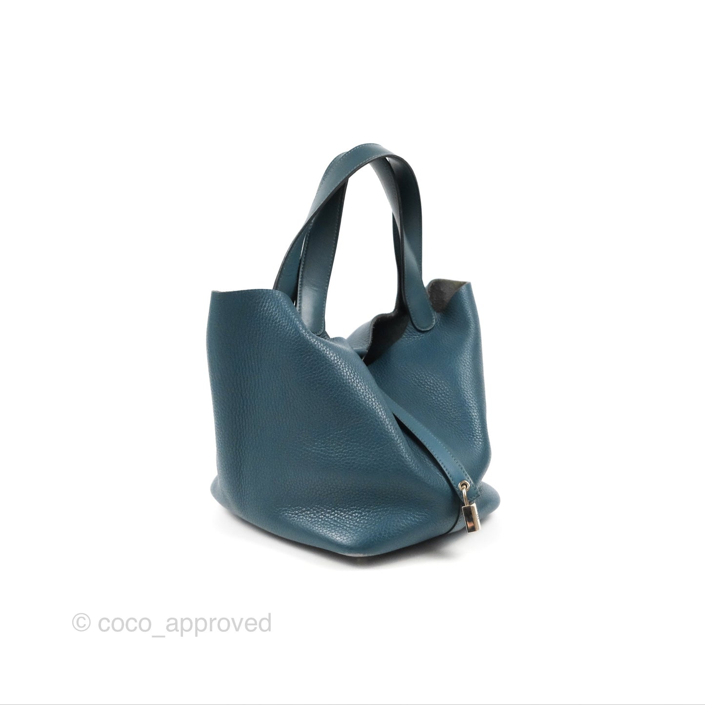 Hermès Picotin 22 Vert Bosphore Clemence Silver Hardware