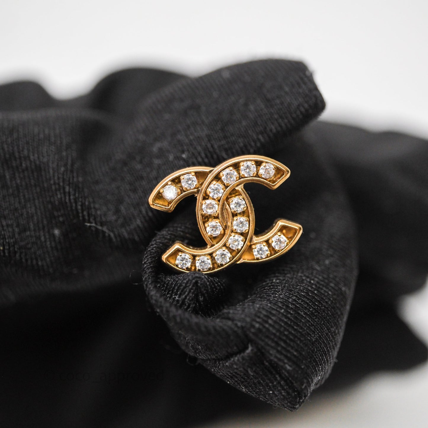 Chanel Crystal CC Earrings Gold Tone 21C