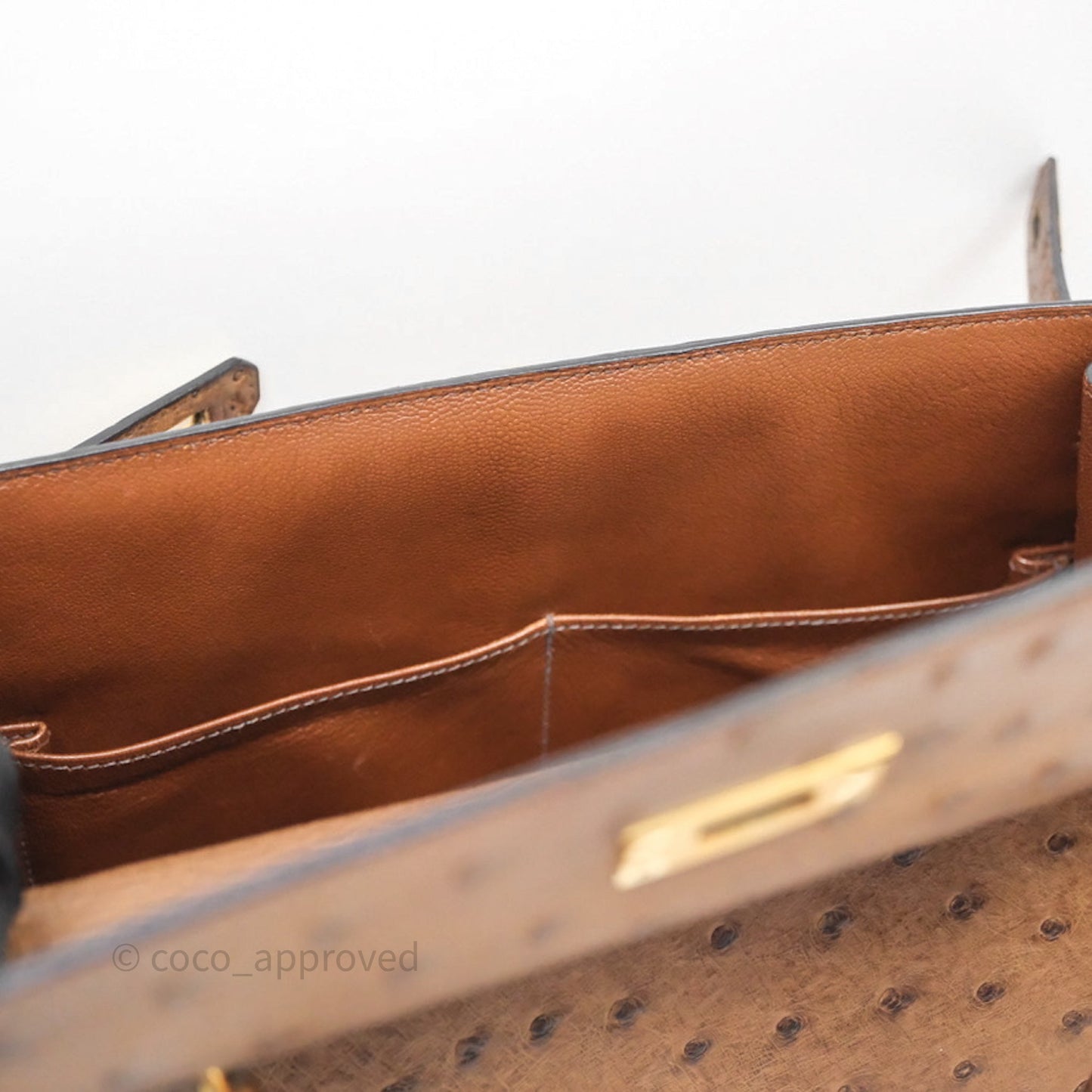 Hermès Kelly 28 Chocolate Ostrish Sellier Gold Hardware