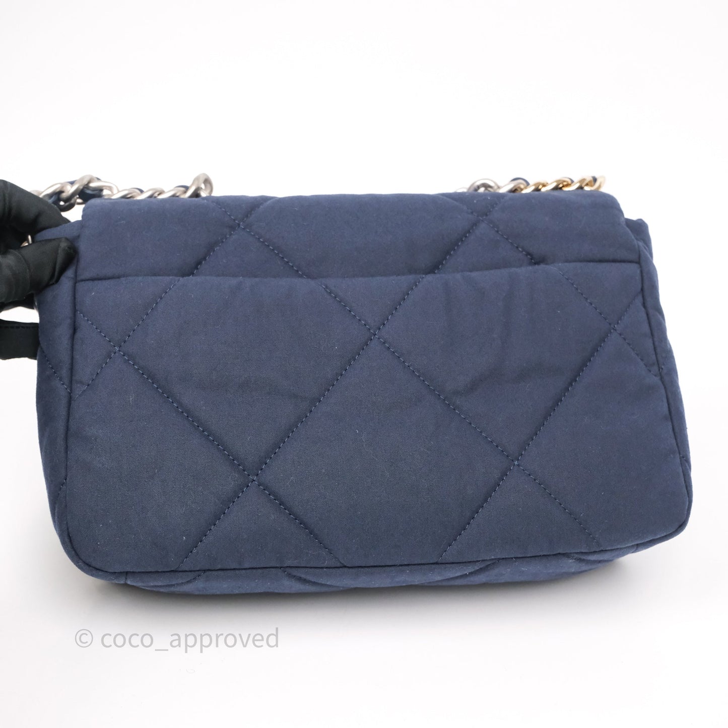 Chanel 19 Small Dark Navy Fabric Mixed Hardware
