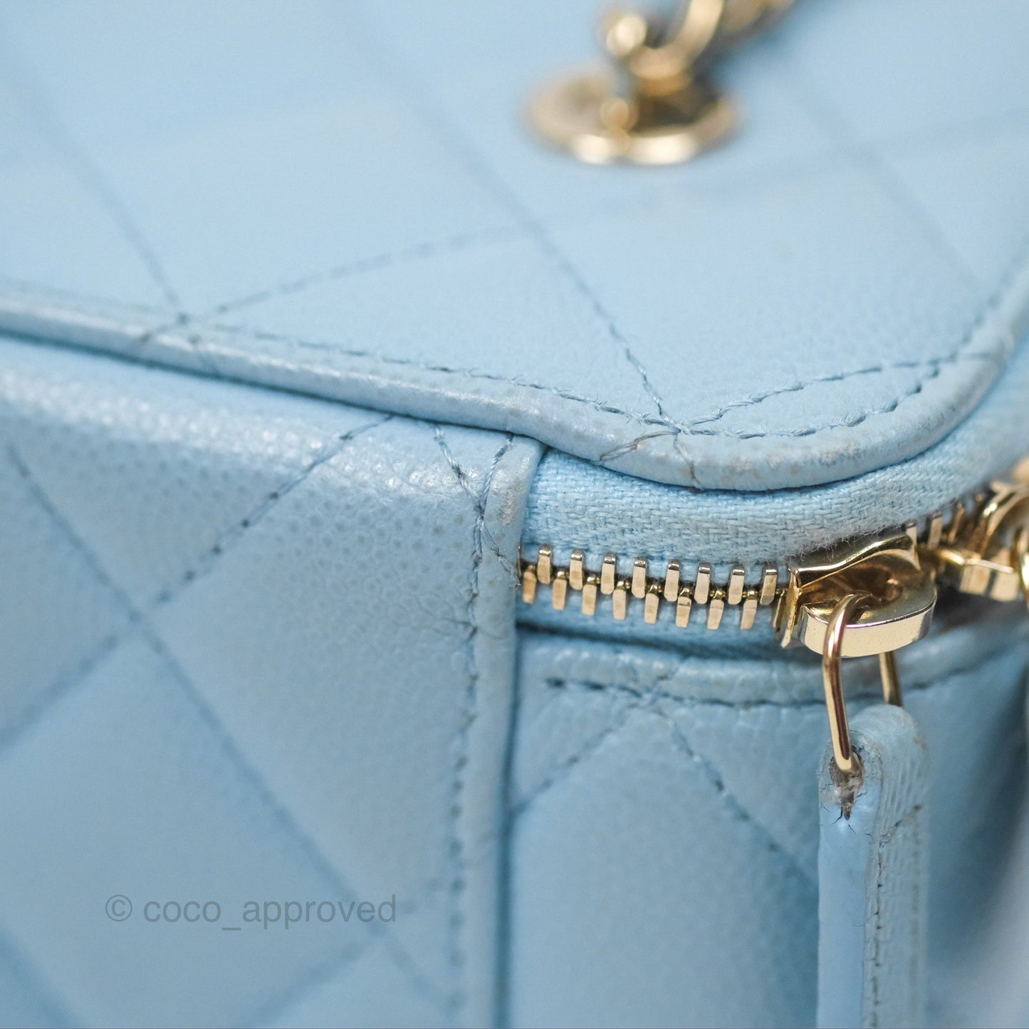 Chanel Classic Vanity With Chain Blue Caviar Gold Hardware