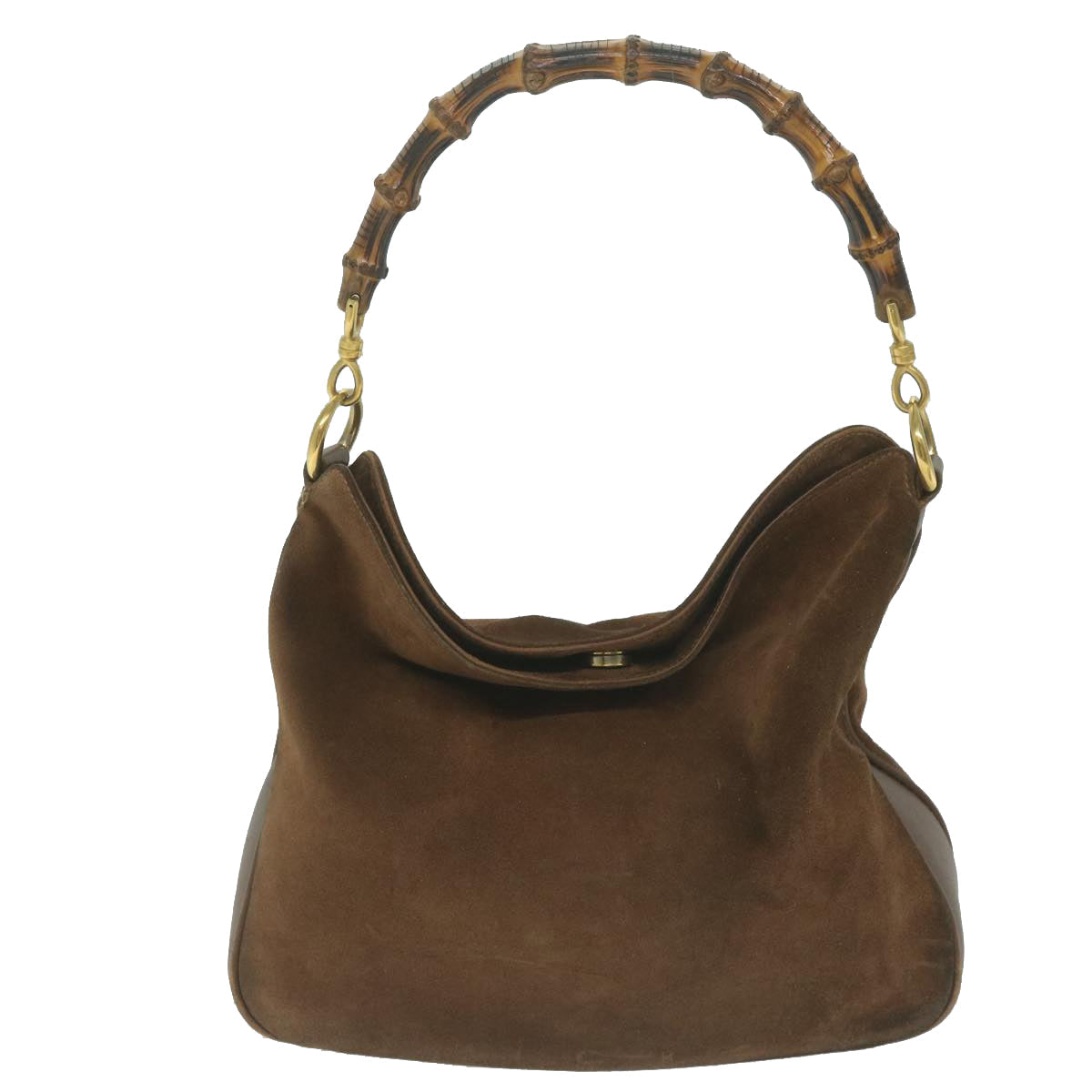 GUCCI Bamboo Shoulder Bag Suede 2way Brown  64867