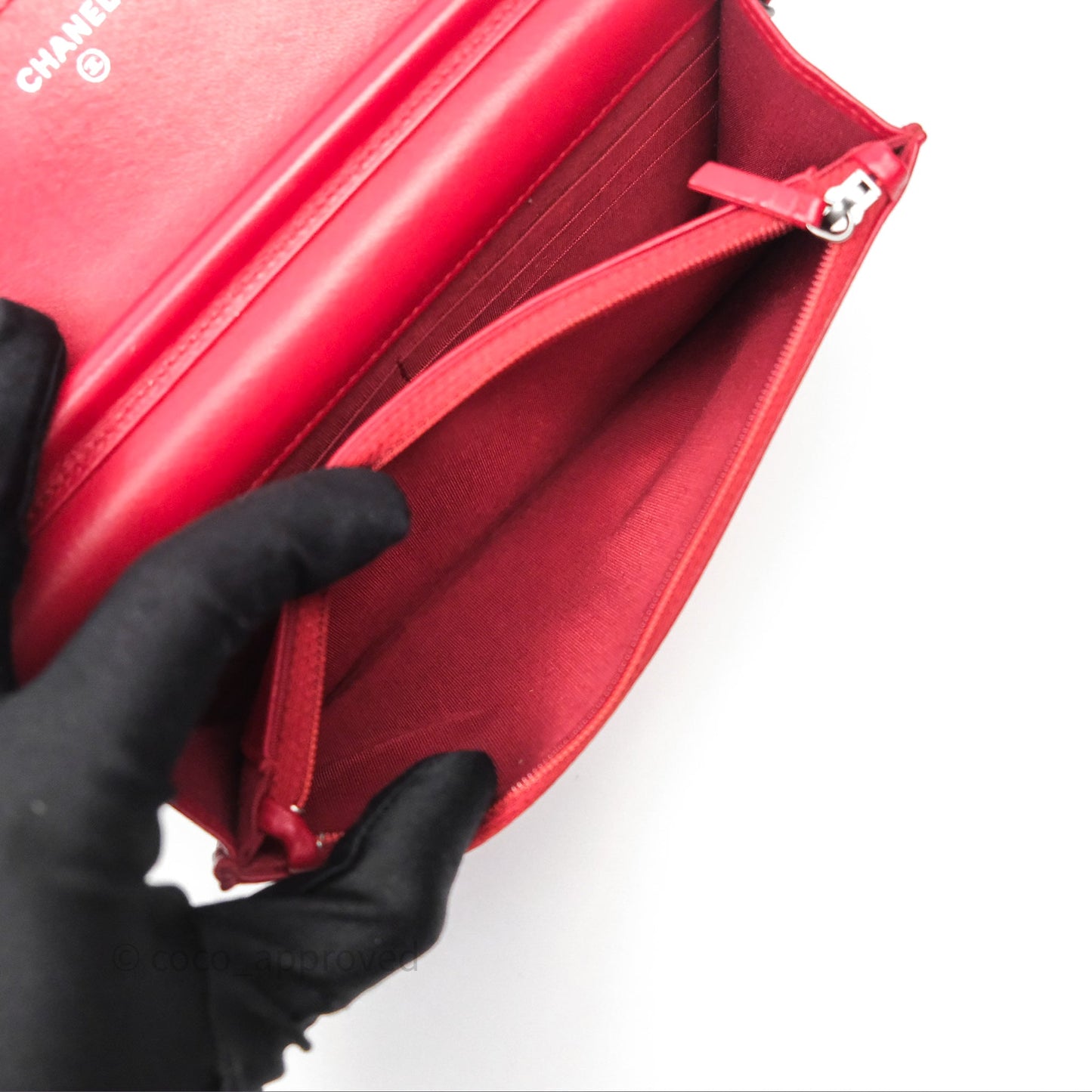 Chanel Boy Wallet on Chain WOC Red Lambskin Ruthenium Hardware