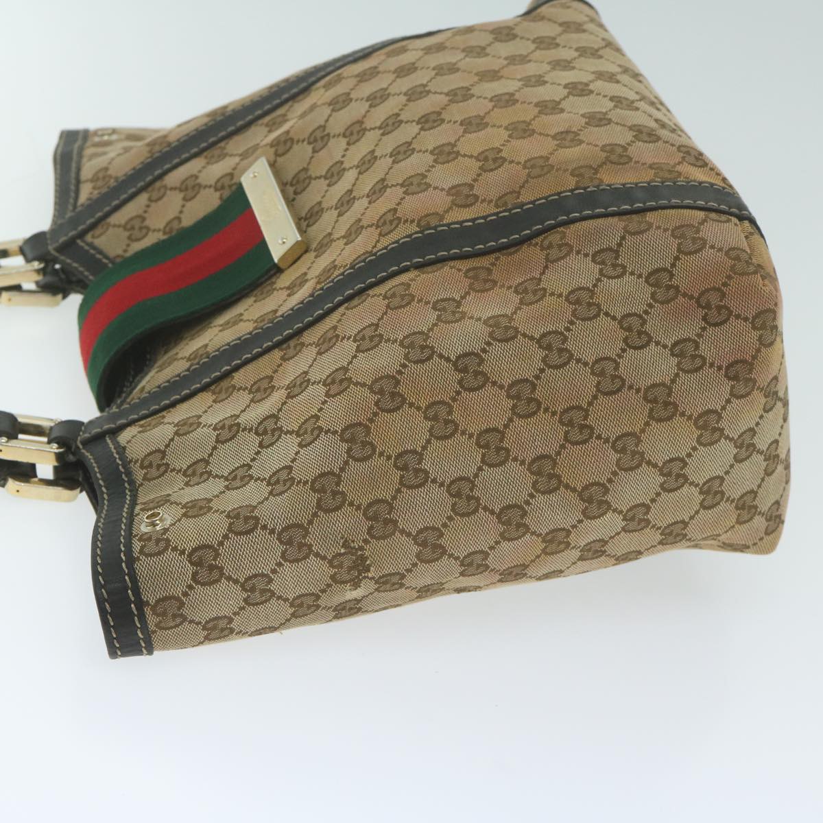 GUCCI GG Canvas Web Sherry Line Tote Bag Beige  64874