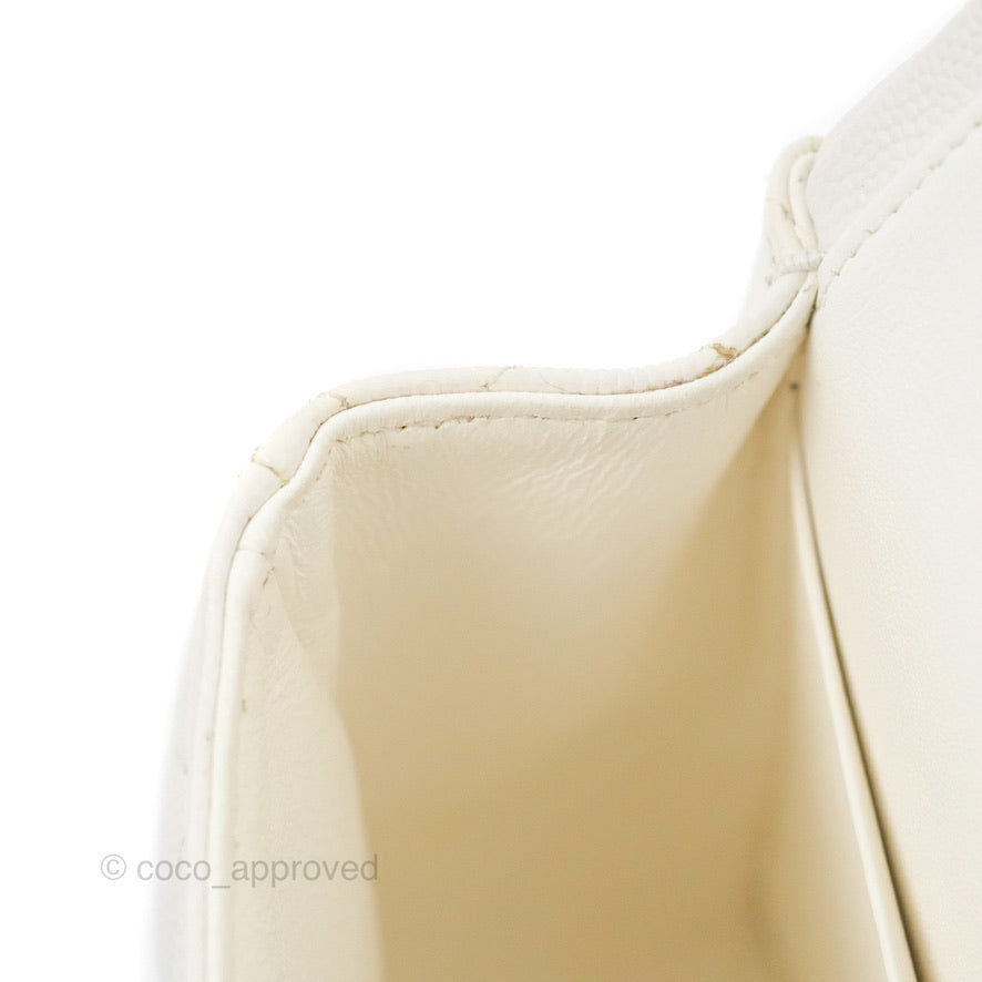 Chanel Small Classic Quilted Flap White Caviar Gold Hardware
