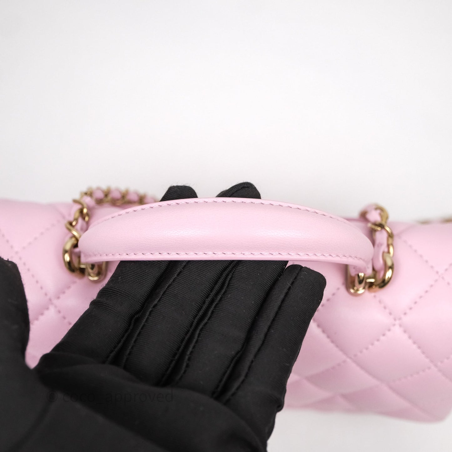 Chanel Top Handle Mini Rectangular Flap Pink Lambskin Gold Hardware