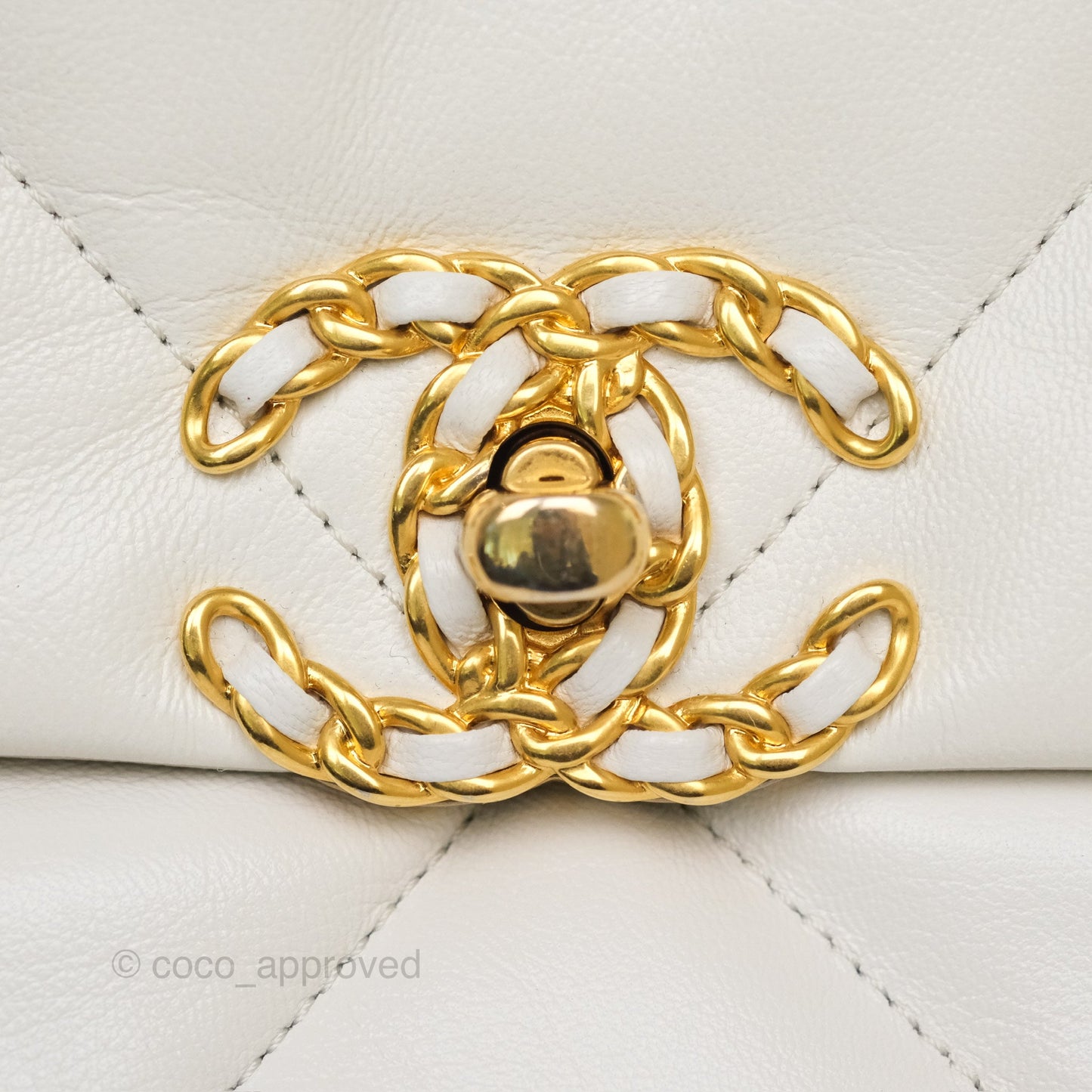 Chanel 19 Small Pearly White Mixed Hardware