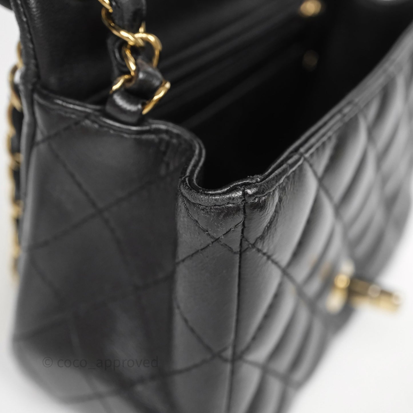 Chanel Mini Square Quilted Black Lambskin Gold Hardware