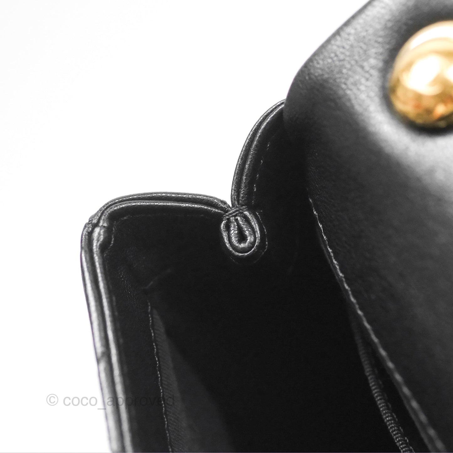 Chanel Mini Top Handle Flap Black Lambskin Aged Gold Hardware 23C