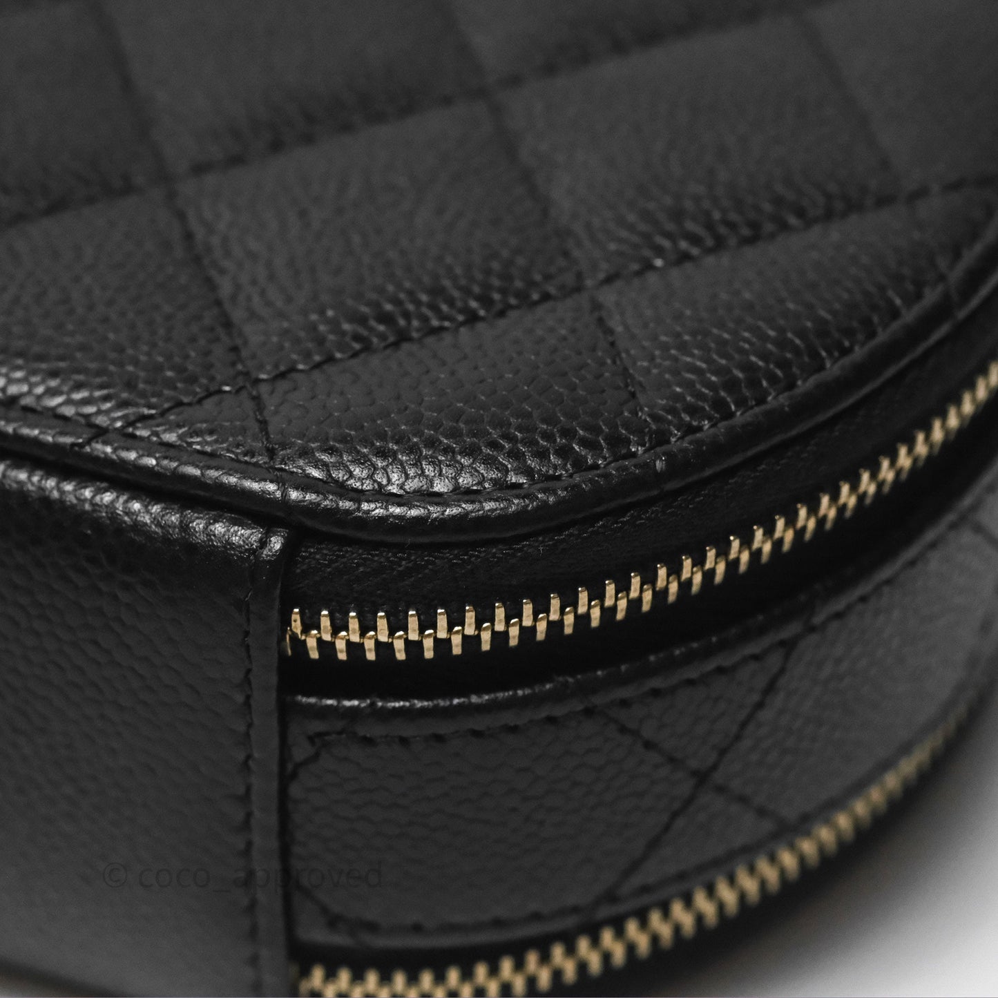 Chanel Mini Round Vanity Bag Handle With Care Black Caviar 22C