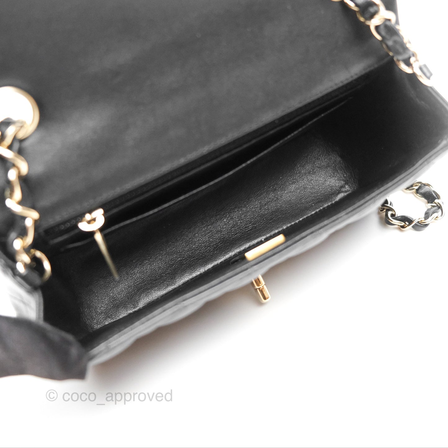 Chanel Mini Rectangular Quilted Black Lambskin Gold Hardware