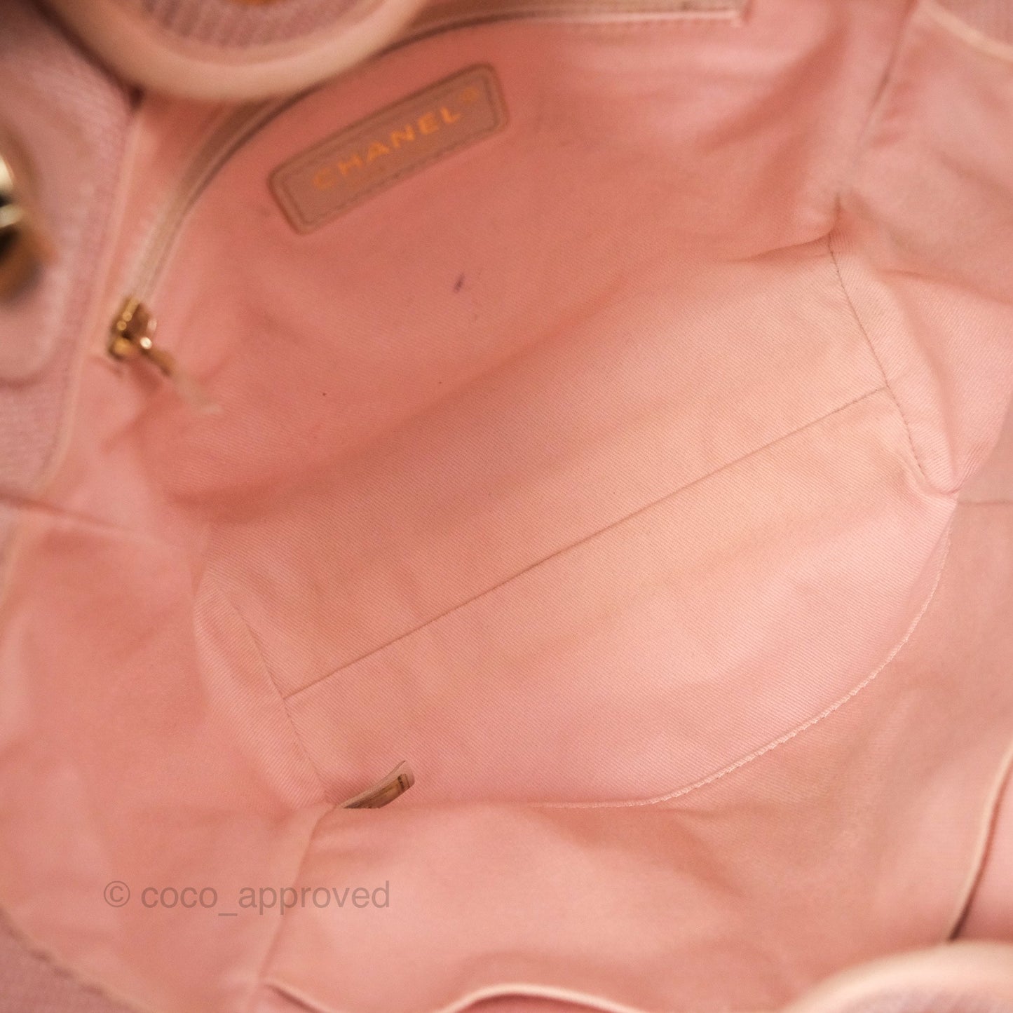 Chanel Small Vertical Deauville Canvas Pink Gold Hardware