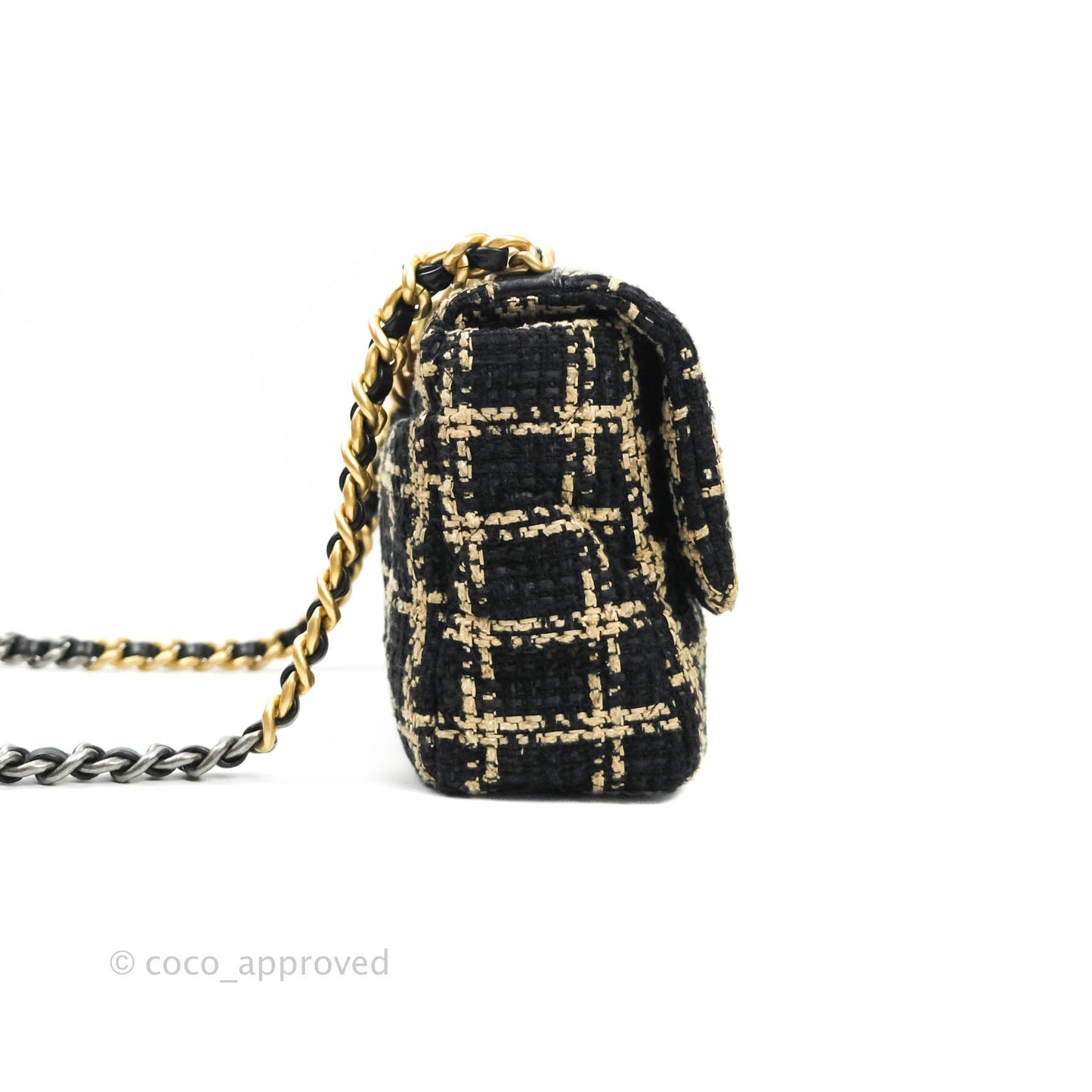 Chanel 19 Small Tweed Black Beige Mixed Hardware