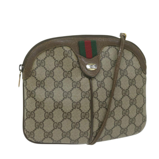 GUCCI GG Supreme Web Sherry Line Shoulder Bag PVC Beige Red Green  64931