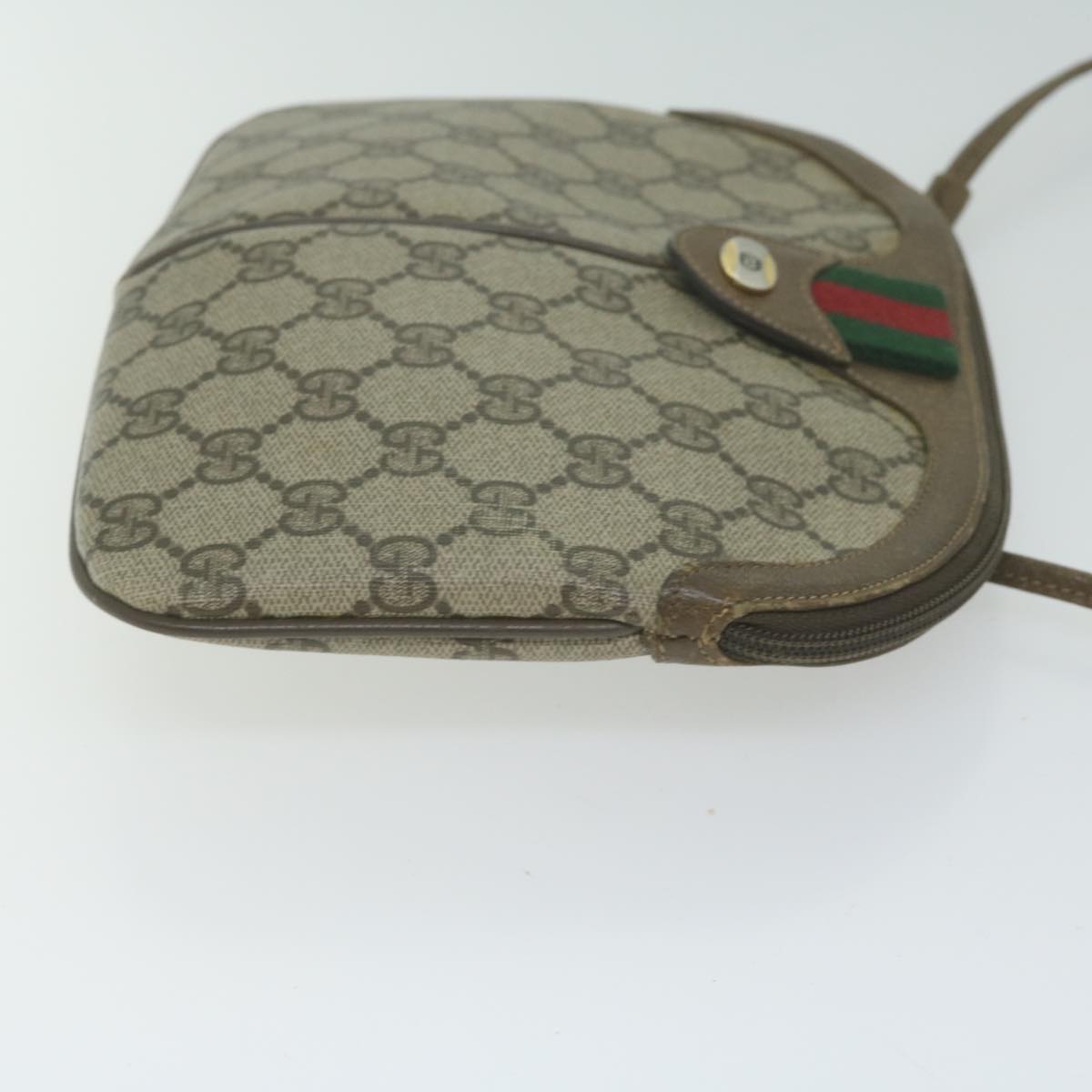 GUCCI GG Supreme Web Sherry Line Shoulder Bag PVC Beige Red Green  64931