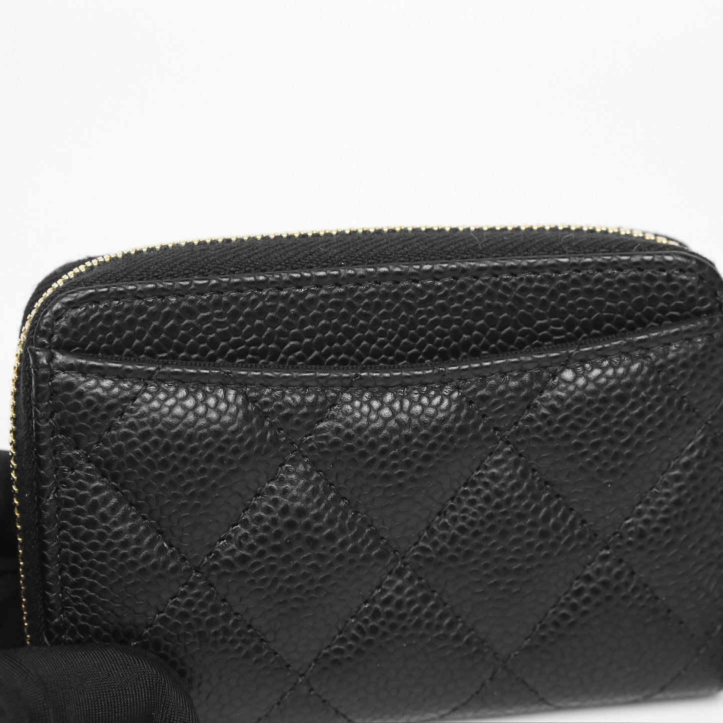 Chanel Classic Zipped Coin Purse Black Caviar Gold Hardware