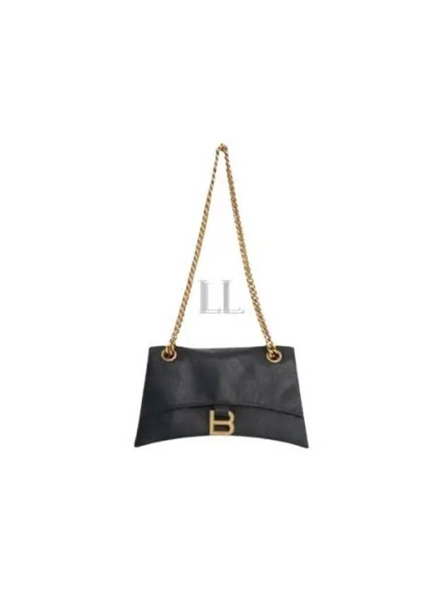 Luxury Balenciaga Crush Logo Gold Chain Small Shoulder Bag Black