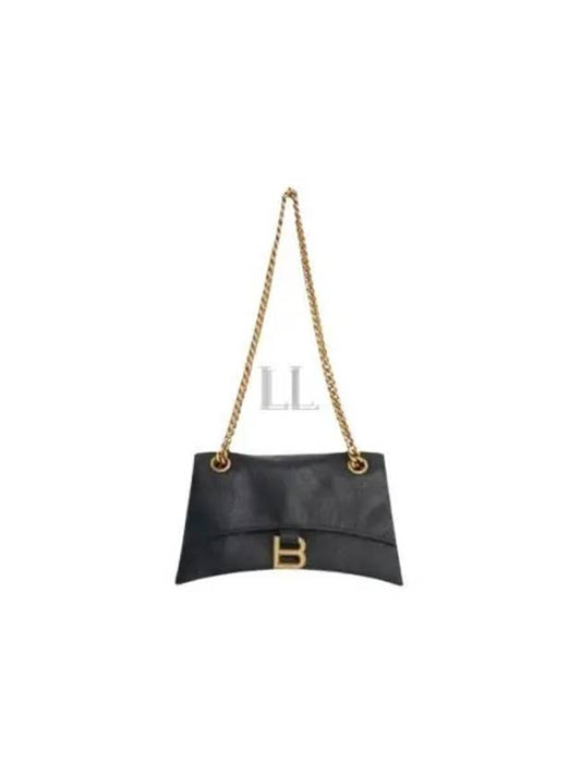Luxury Balenciaga Crush Logo Gold Chain Small Shoulder Bag Black