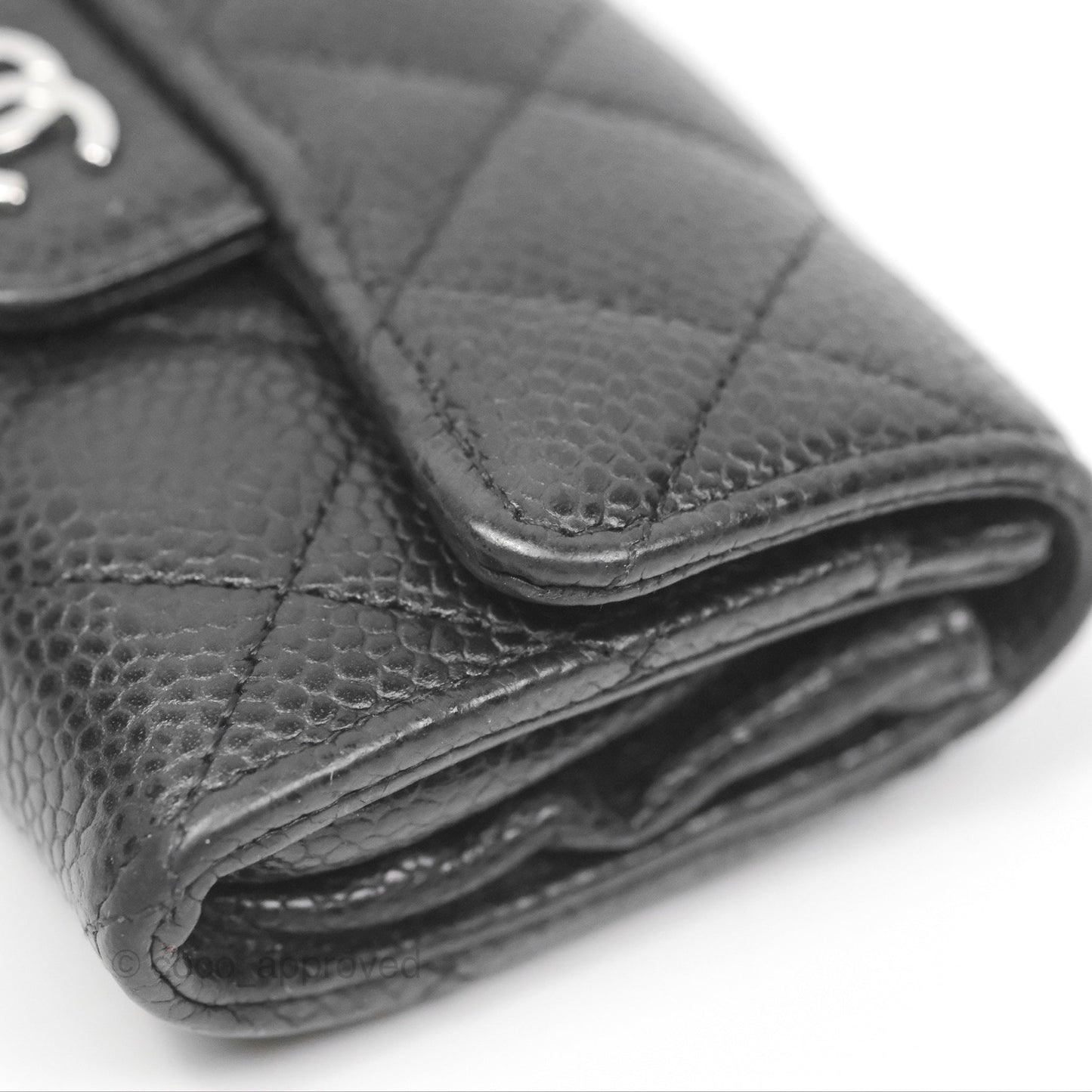 Chanel Classic Quilted Flap Card Holder Black Caviar Silver Hardware