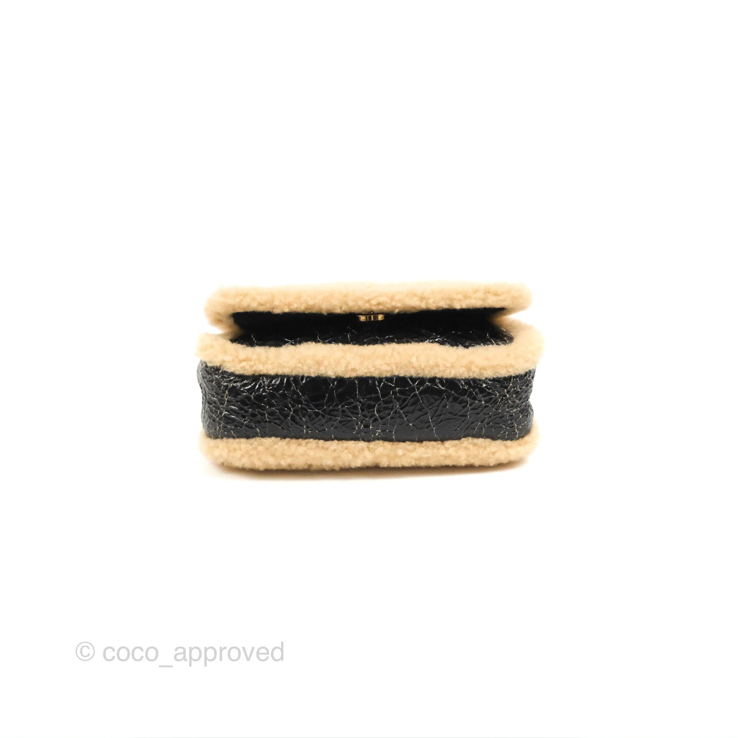 Chanel Mania CC Shearling Flap Bag Black Crumpled Glazed Sheepskin