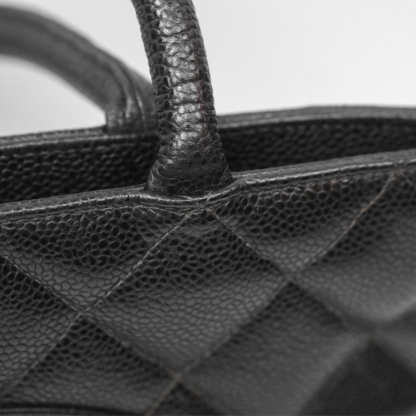Chanel Vintage Medallion CC Black Caviar Tote Bag Gold Hardware