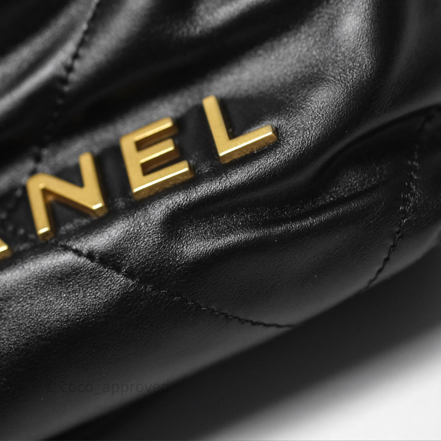 Chanel 22 Mini Bag Black Crumpled Calfskin Aged Gold Hardware