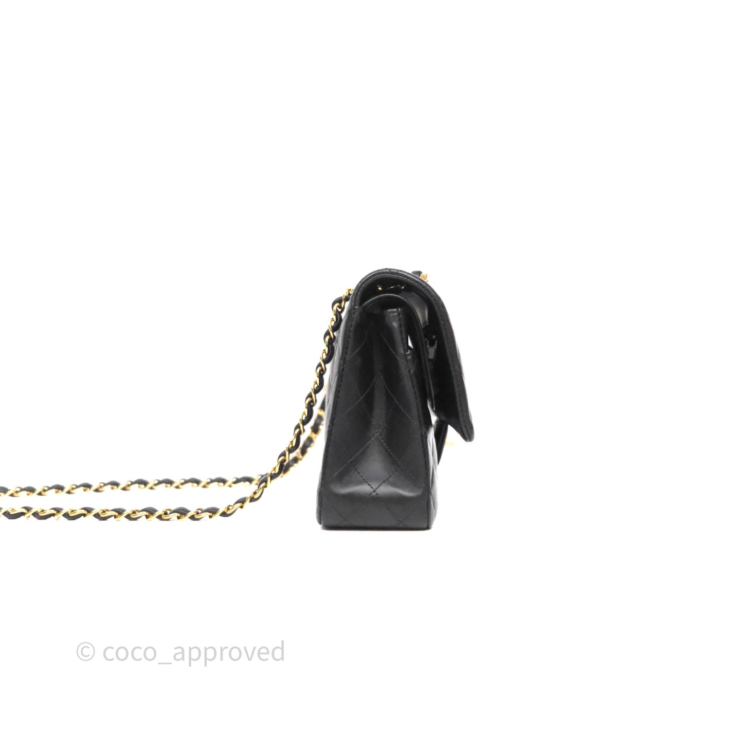 Chanel Classic M/L Medium Flap Quilted Black Lambskin Gold Hardware