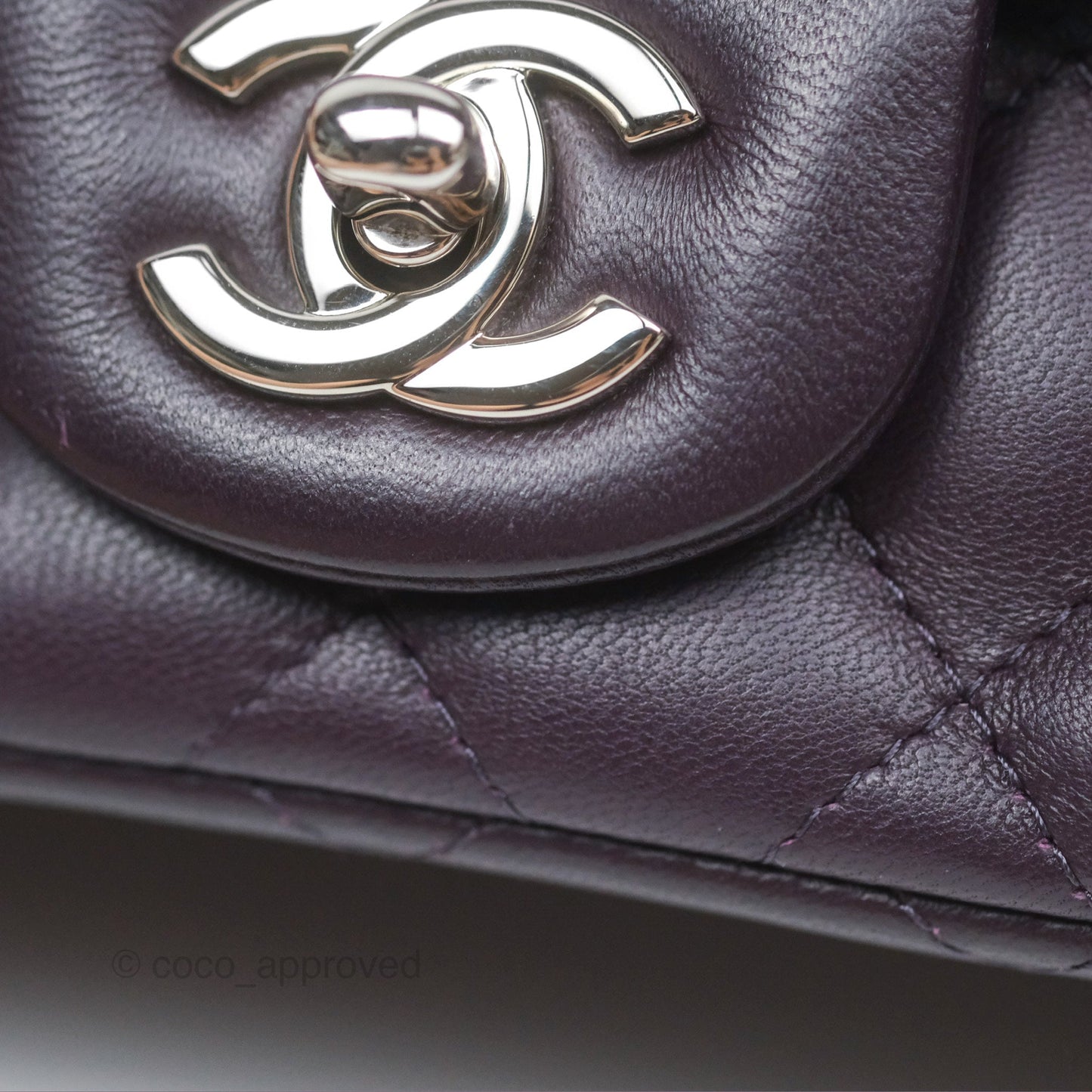 Chanel Quilted Mini Square Dark Purple Lambskin Silver Hardware