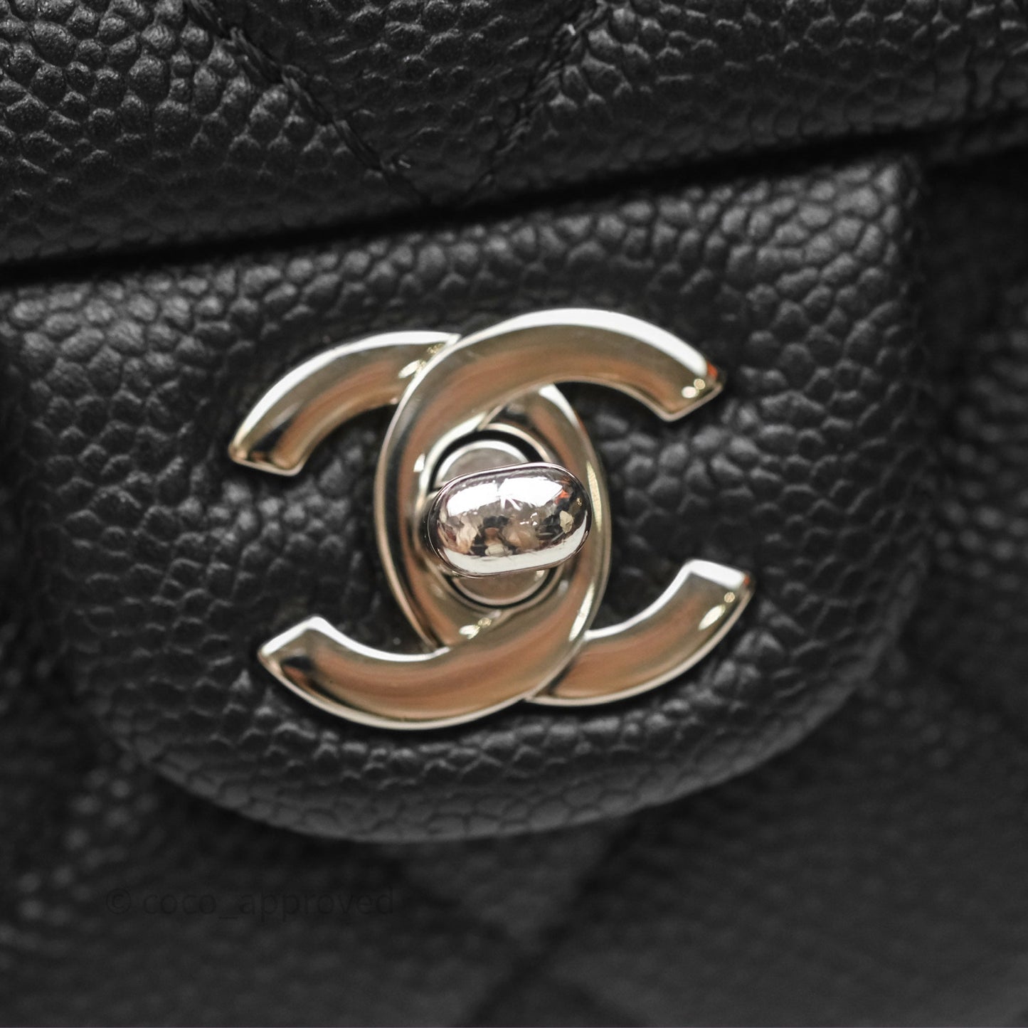 Chanel Quilted Easy Flap Bag Black Caviar Silver Hardware