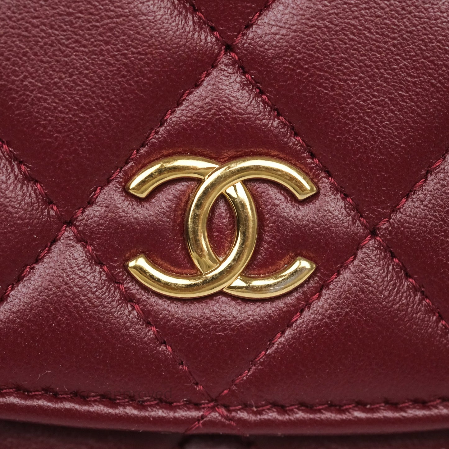 Chanel Mini WOC with CC Chain Burgundy Lambskin Gold Hardware 22K