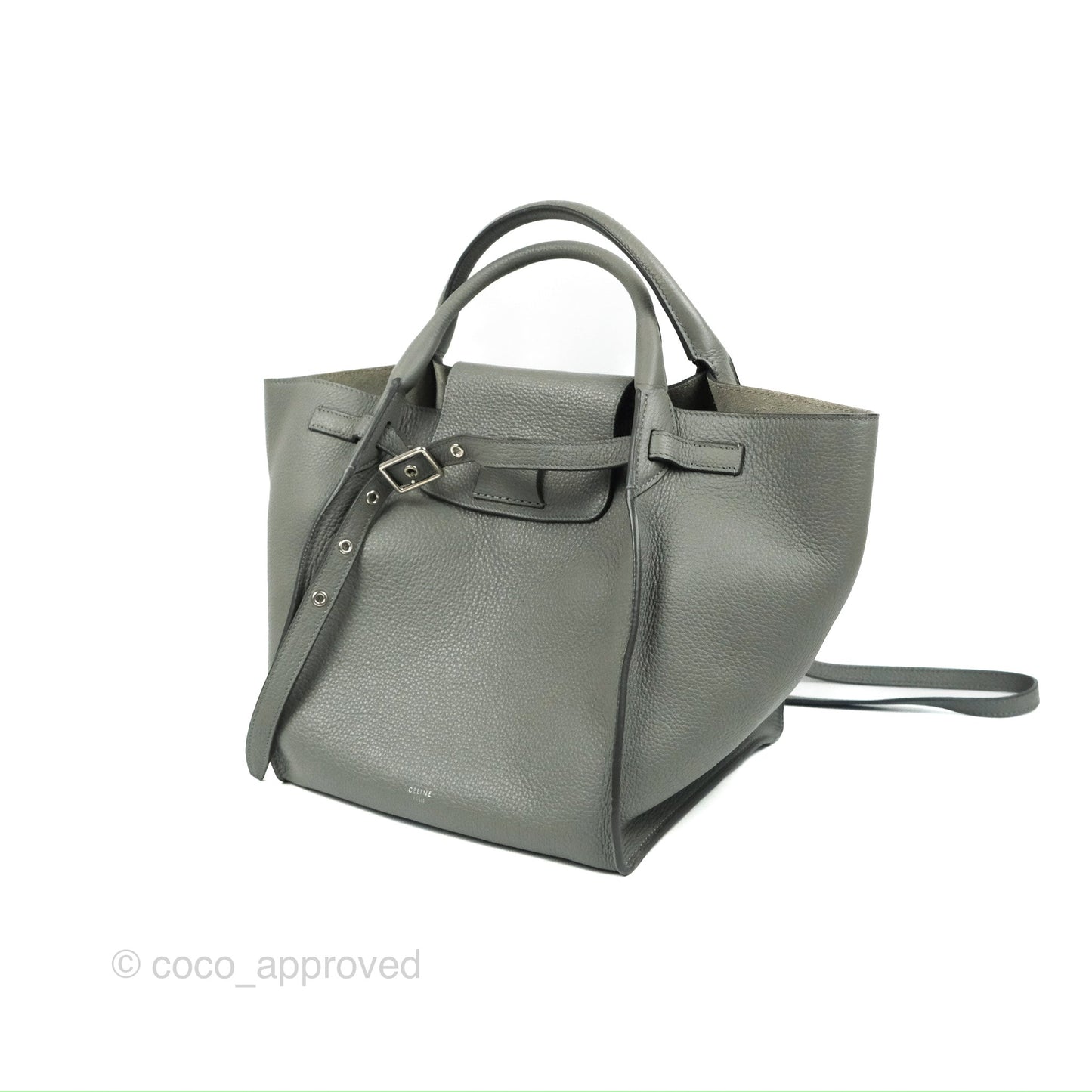 Celine Small Big Bag Grey Supple Grained Leather Silver Hardware