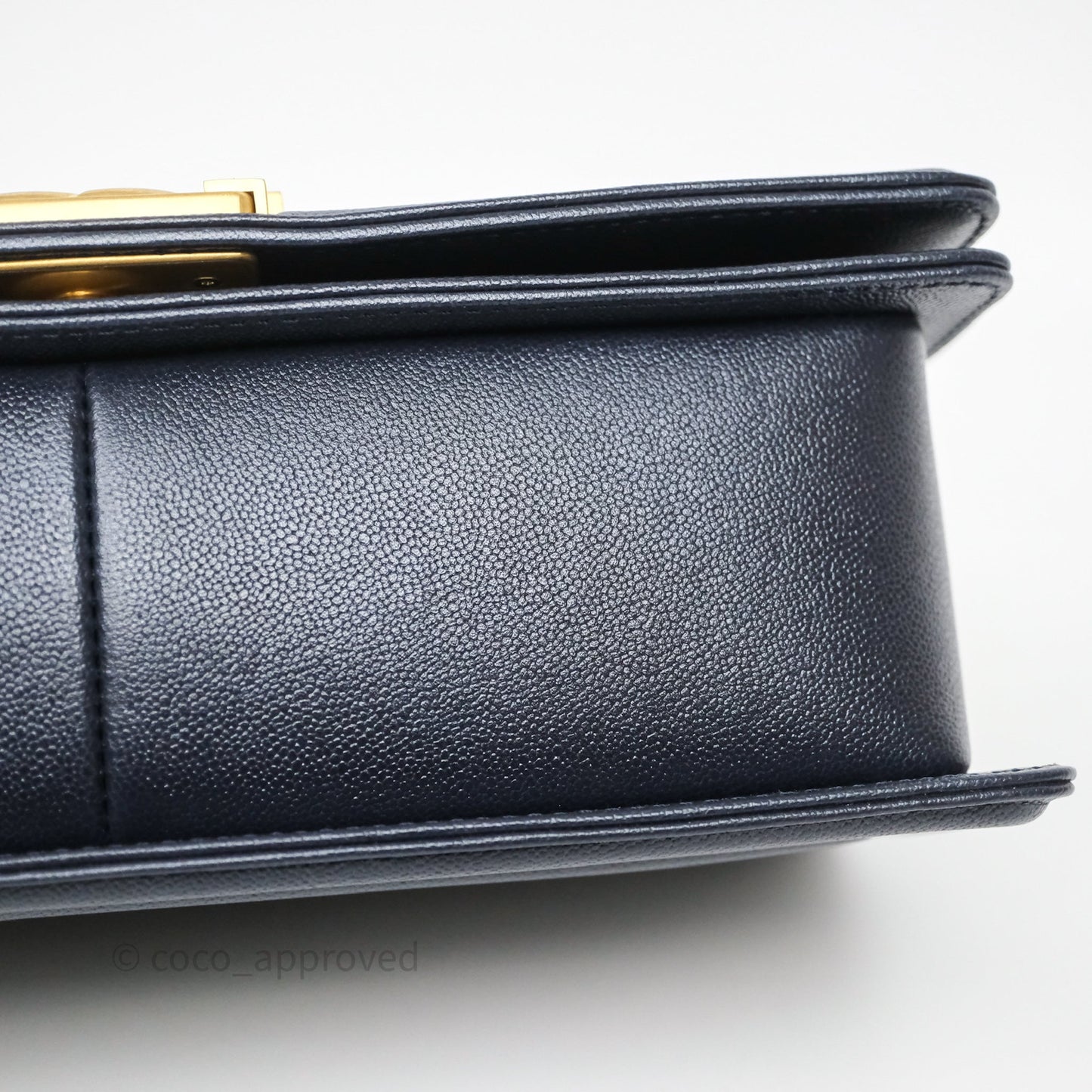 Chanel Quilted Medium Boy Dark Navy Caviar Aged Gold Hardware