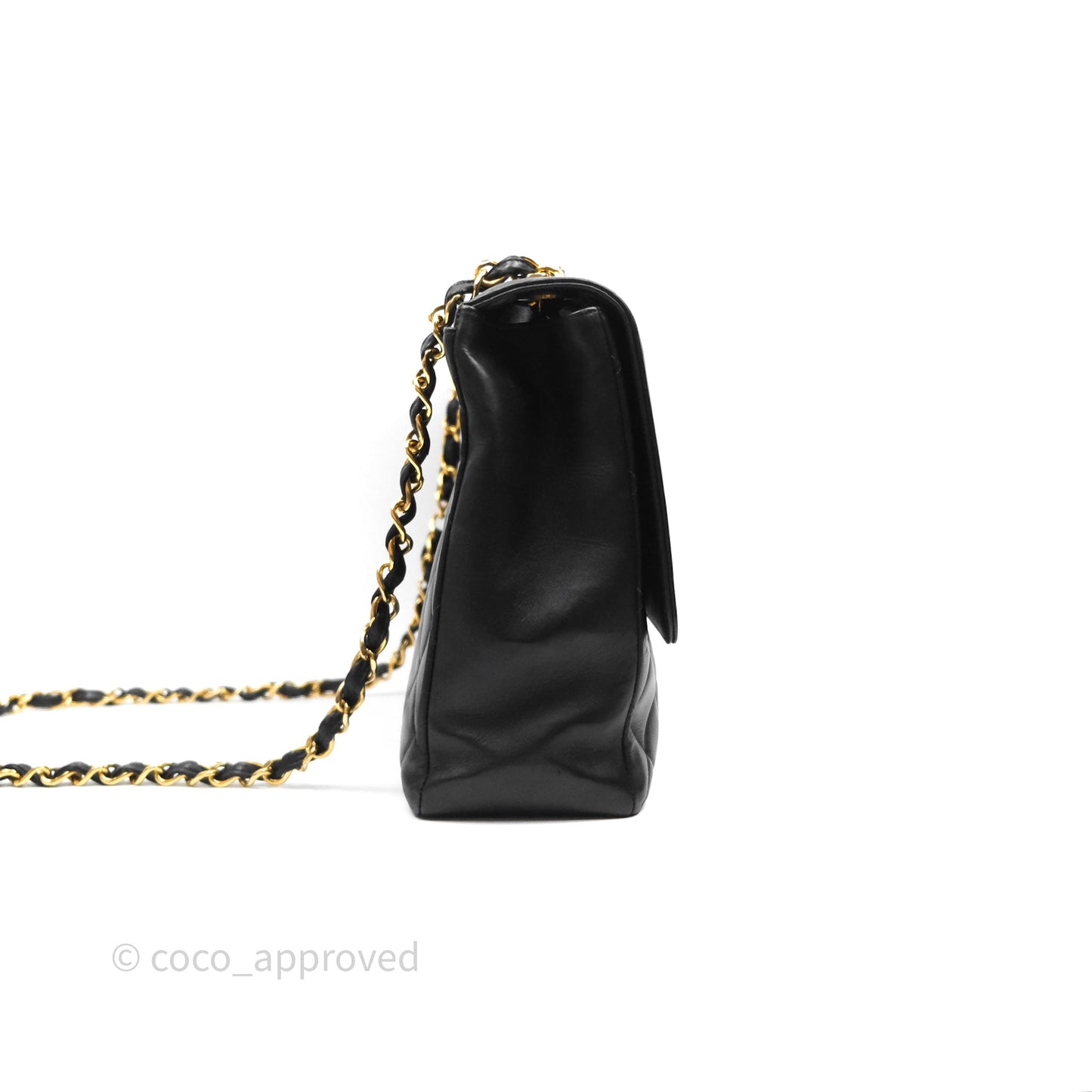 Chanel Vintage Maxi Quilted CC Flap Bag Black Lambskin Gold Hardware