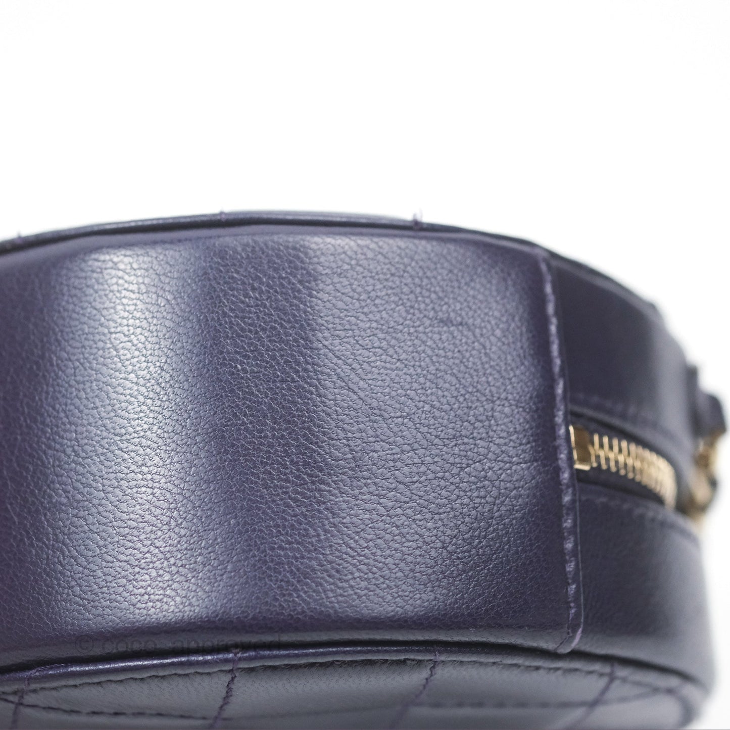 Chanel Quilted Round Clutch with Chain Dark Purple Calfskin Gold Hardware