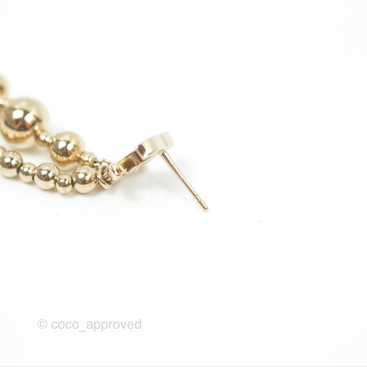 Chanel CC Bead Long Drop Earrings Gold Tone 21S