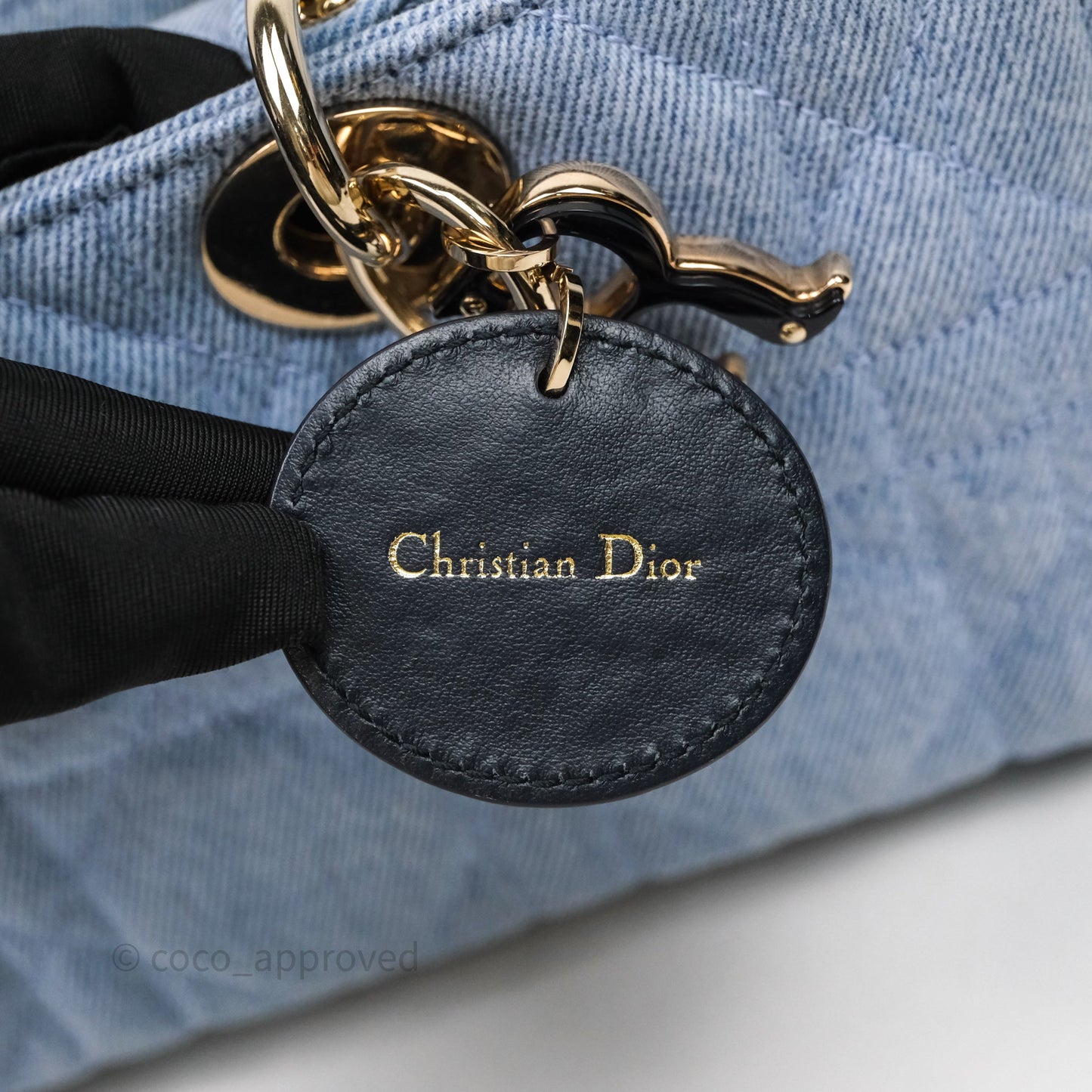 Christian Dior Medium Lady D-Joy Bag Denim Cannage Gold Hardware