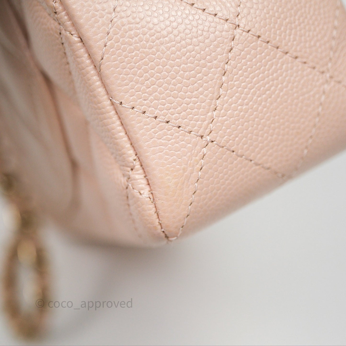 Chanel Small Classic Flap Quilted Rose Clair Caviar Gold Hardware