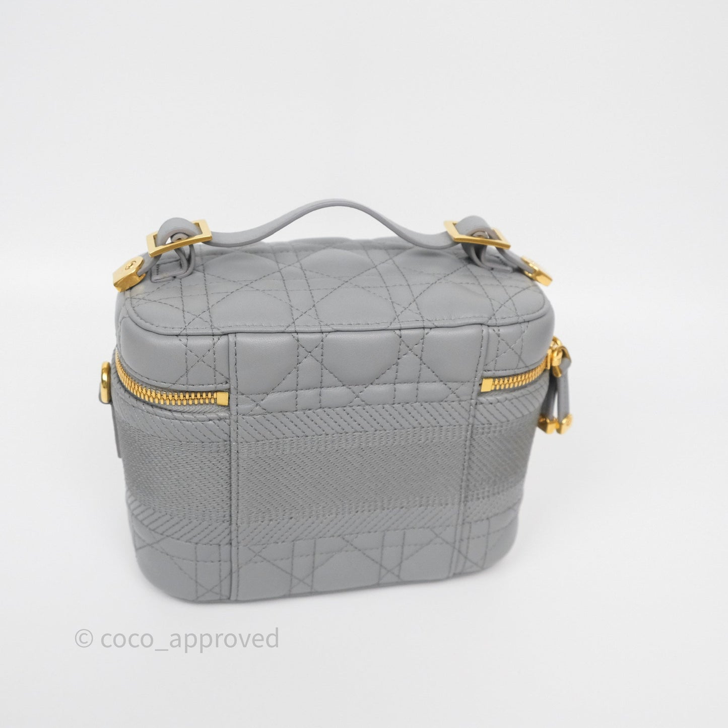 Christian Dior Small Diortravel Vanity Case Grey Lambskin Cannage