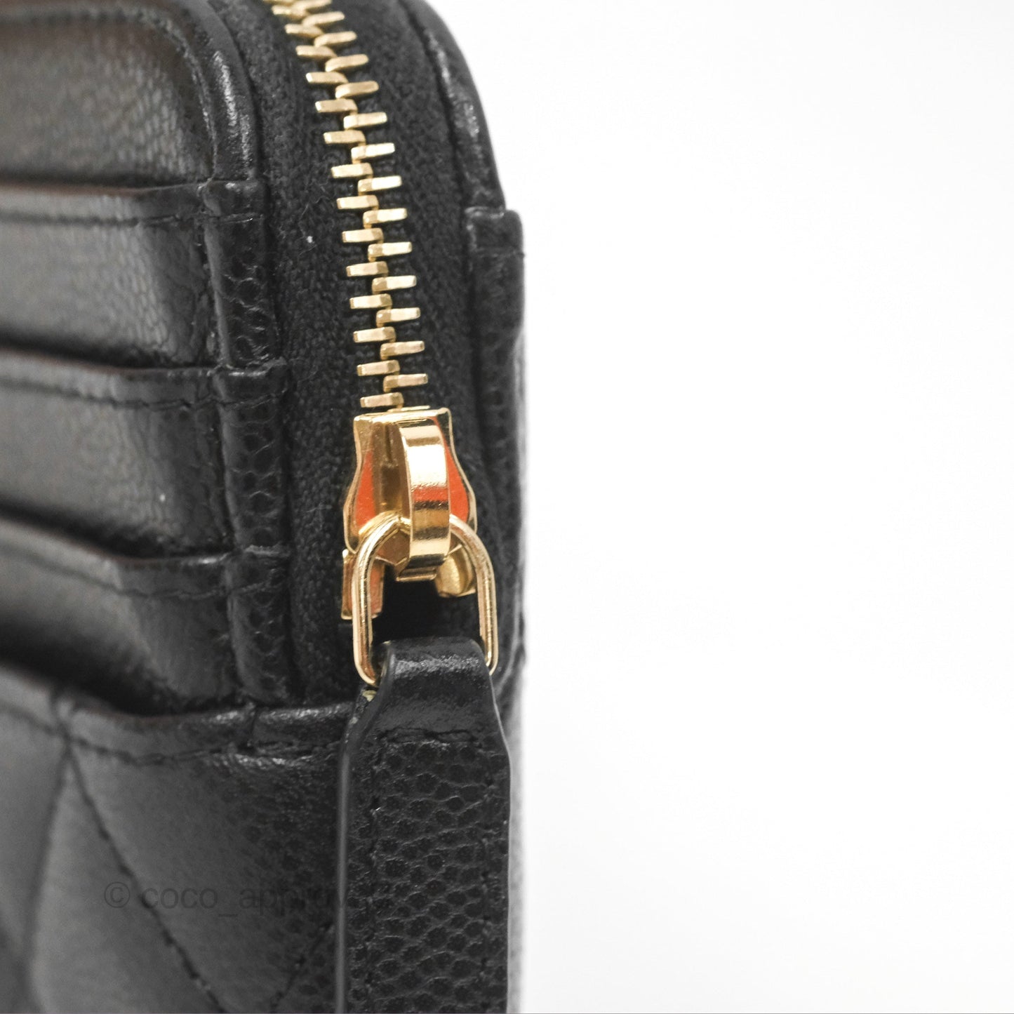 Chanel Zipped Coin Purse Card Holder Black Caviar Gold Hardware