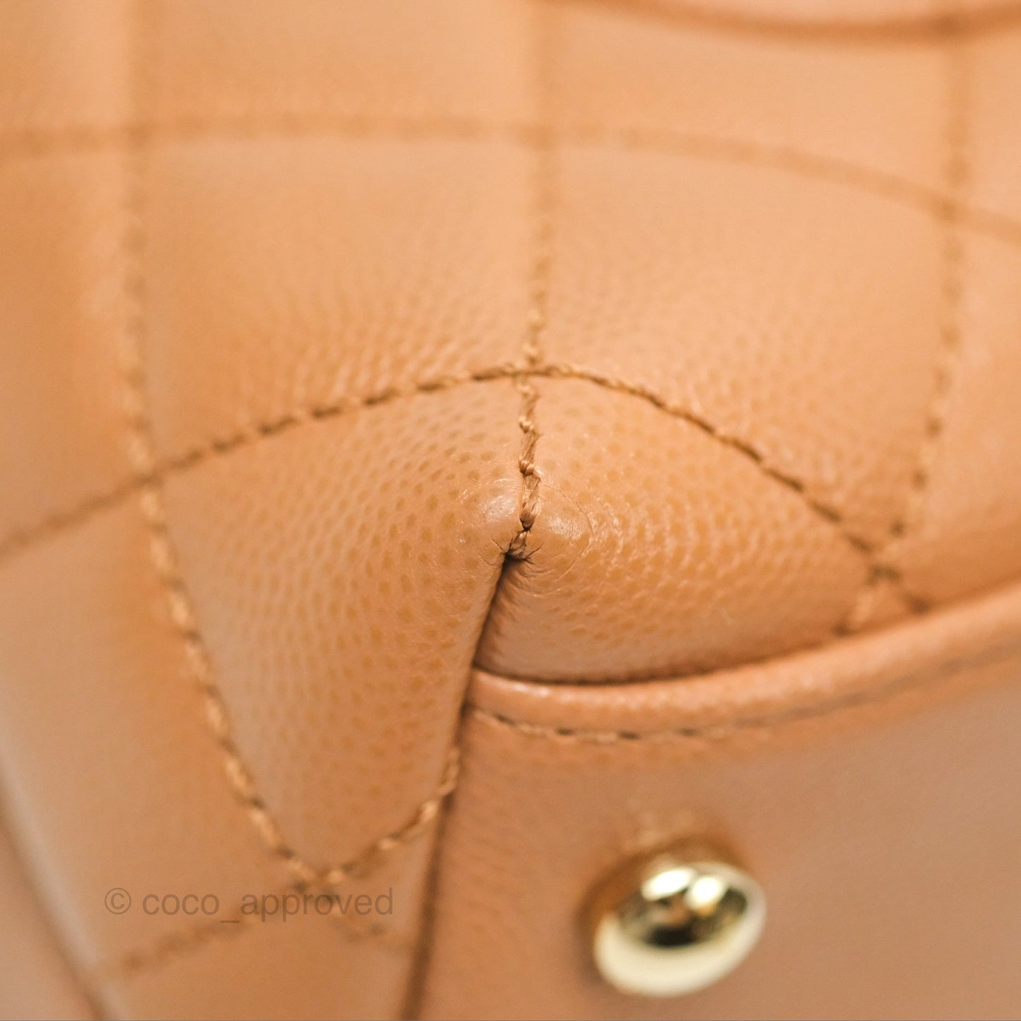 Chanel Mini Coco Handle Dark Beige Caviar Lizard Handle Gold Hardware