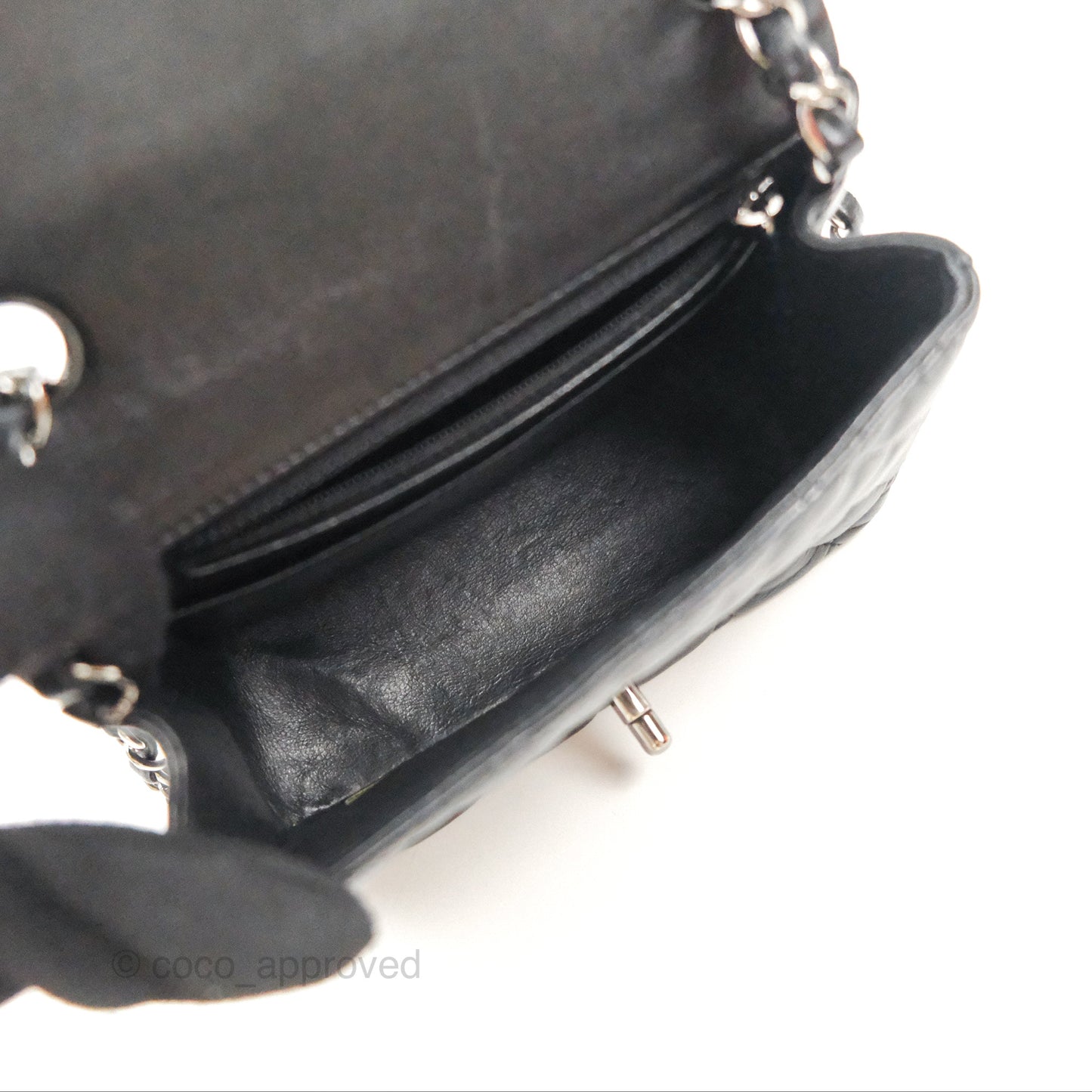 Chanel Mini Square Black Lambskin Dark Silver Hardware