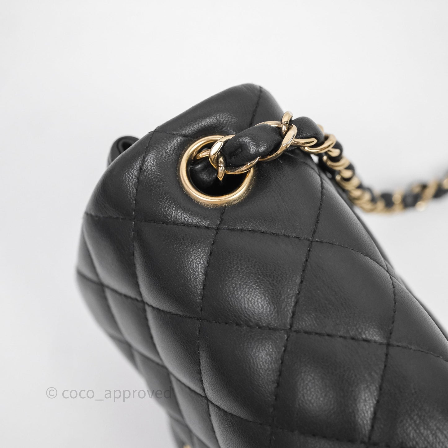 Chanel Mini Square Quilted Black Lambskin Gold Hardware