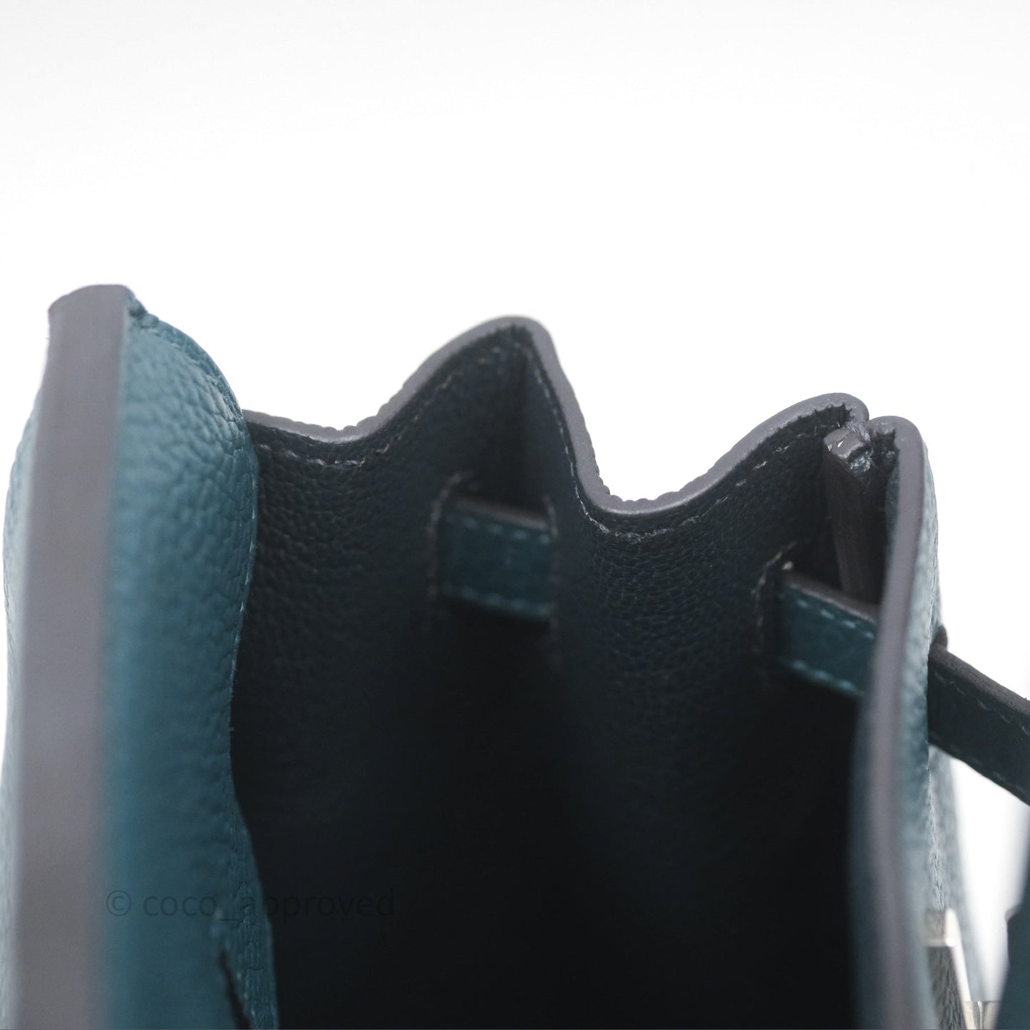Hermès Birkin 25 Retourne Vert Bosphore W0 / Bleu Océan Z7 Togo Palladium Hardware